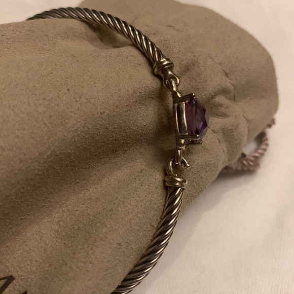 David Yurman 3mm amethyst and diamond cable bracelet - Picture 3 of 6